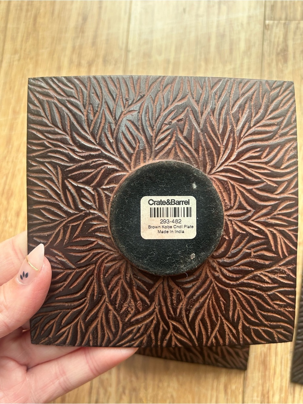 Crate&Barrel Copper-Brown Kolbe Candle Plate 4.75in x 4.75in Set of 3